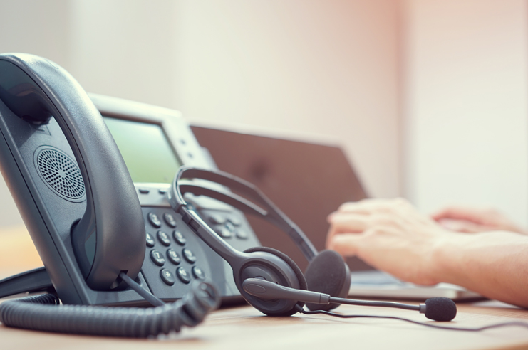 Office phone at a work station